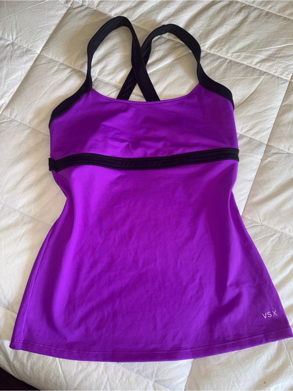 Victoria's Secret Purple Performance Sports Bra Tank with Black Trim